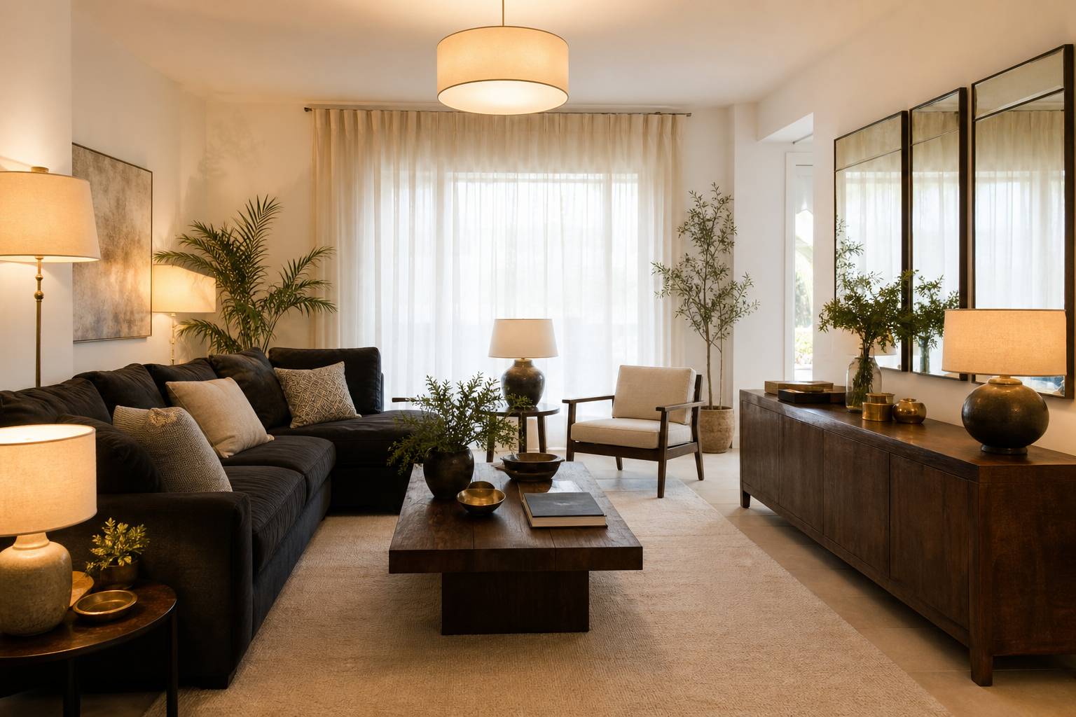 Cómo decorar un salón con muebles oscuros sin perder luminosidad