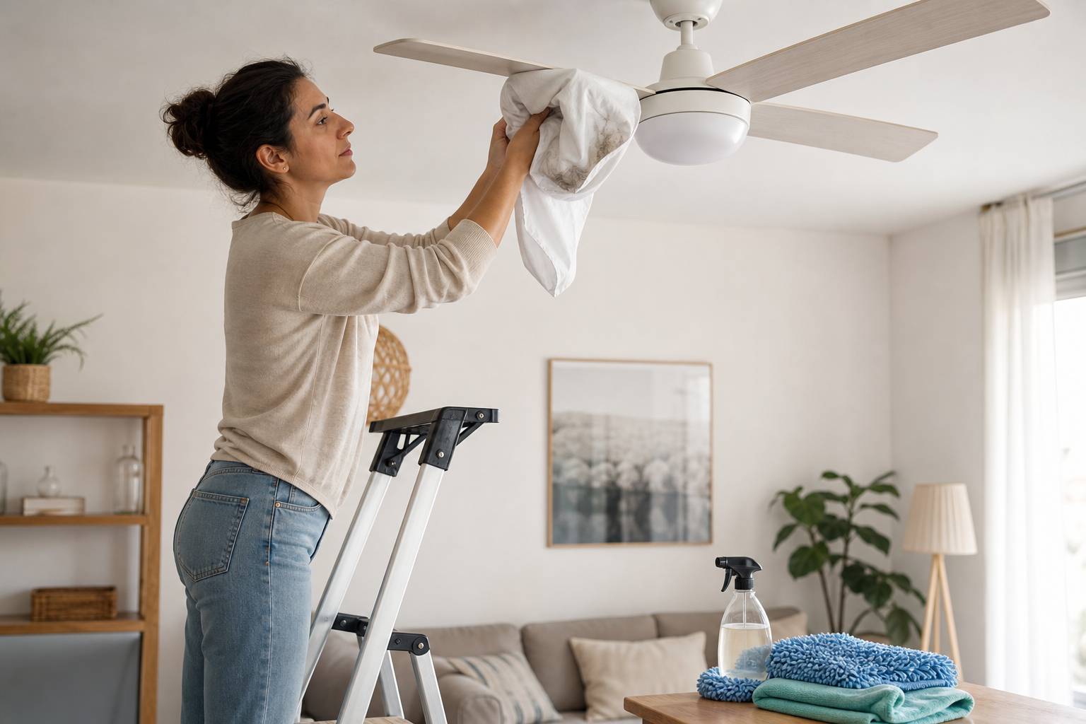 Cómo limpiar un ventilador de techo sin ensuciar